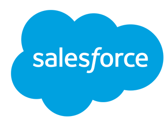 Salesforce logo - blue cloud with the word salesforce in the centre